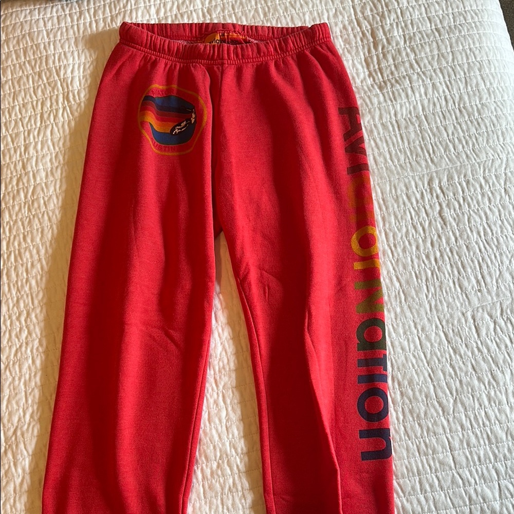 Aviator Nation Red Sweatpants Vibrant Logo Design
